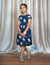 Navy blue little teddy frock