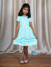 Sky blue butterfly frock