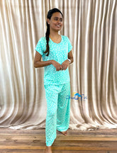 Spun Fabric Light Green Polka Palazzo Set