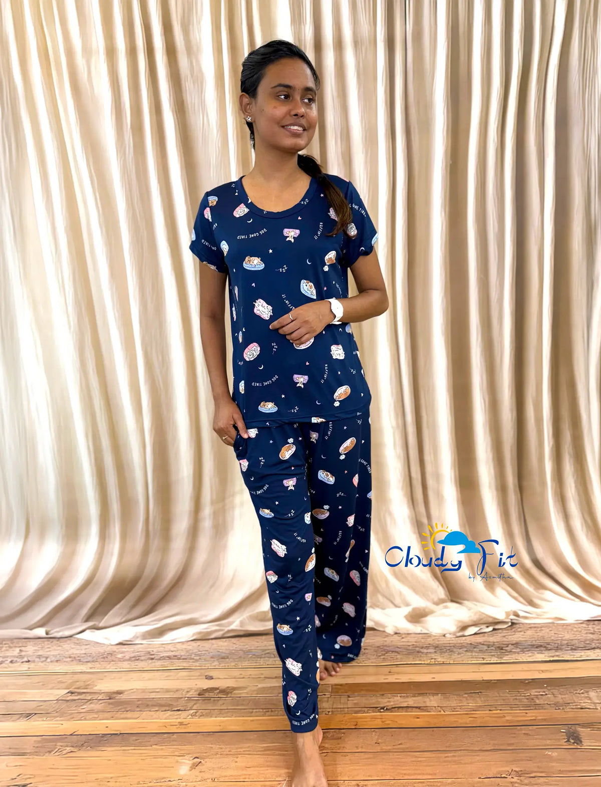 Spun Navy Blue Night Dreams Palazzo Set