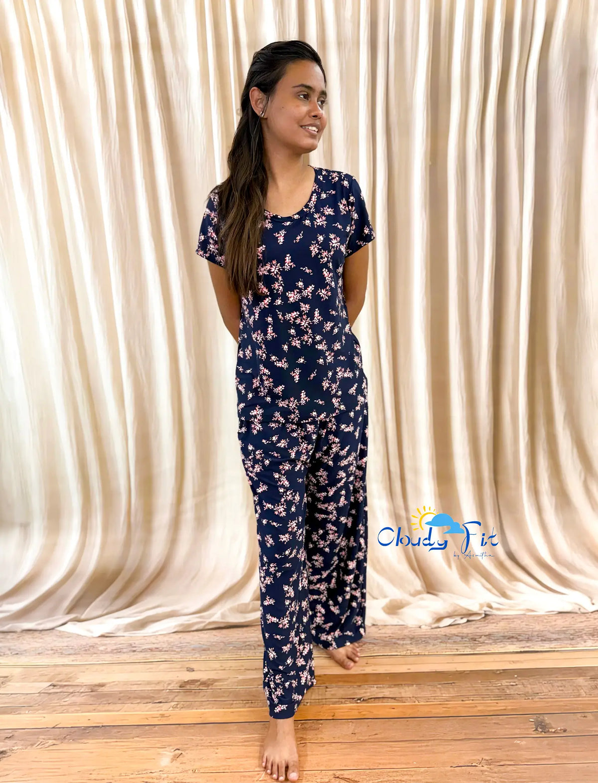 Spun Navy Floral Palazzo Set