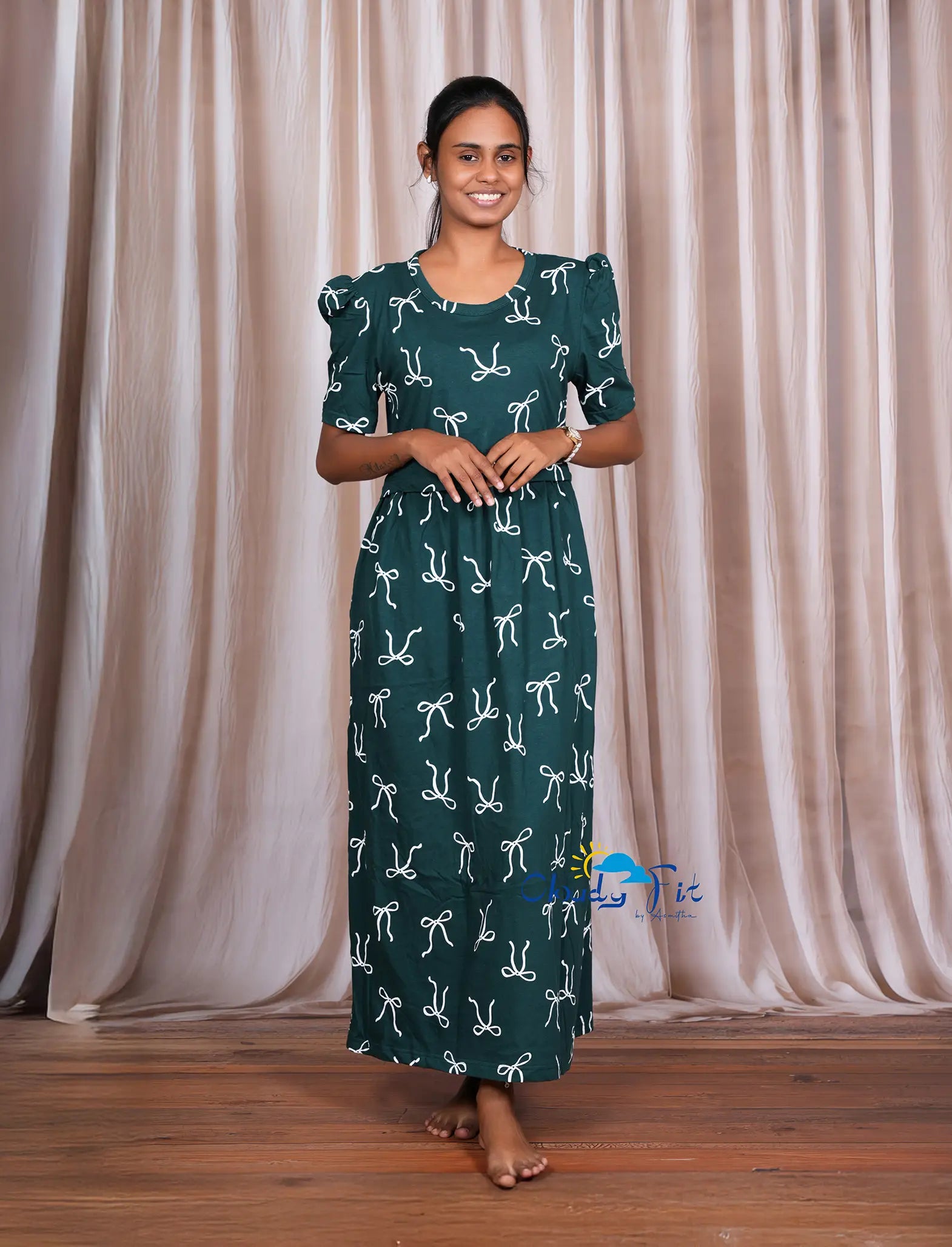 Green Bow (Nursing Wear) Cloudy Fit by Asmitha Green Bow (Nursing Wear) Cloudy Fit by Asmitha