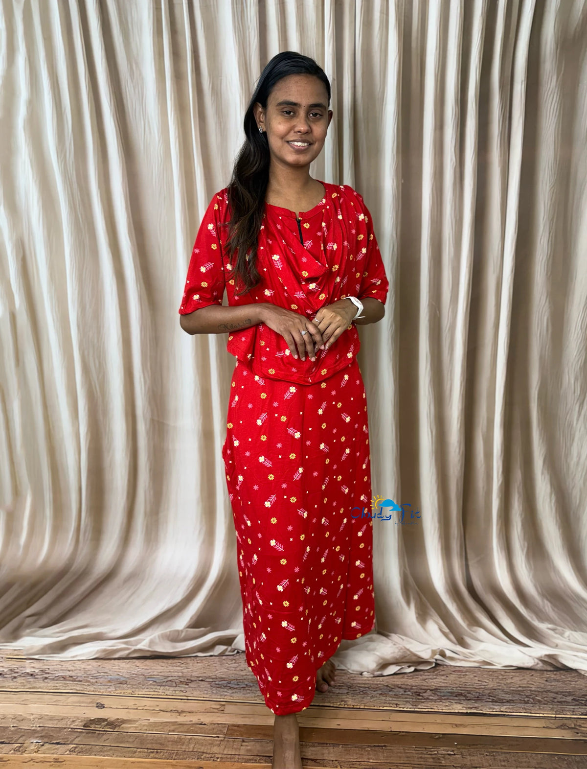Orange floral nightwear